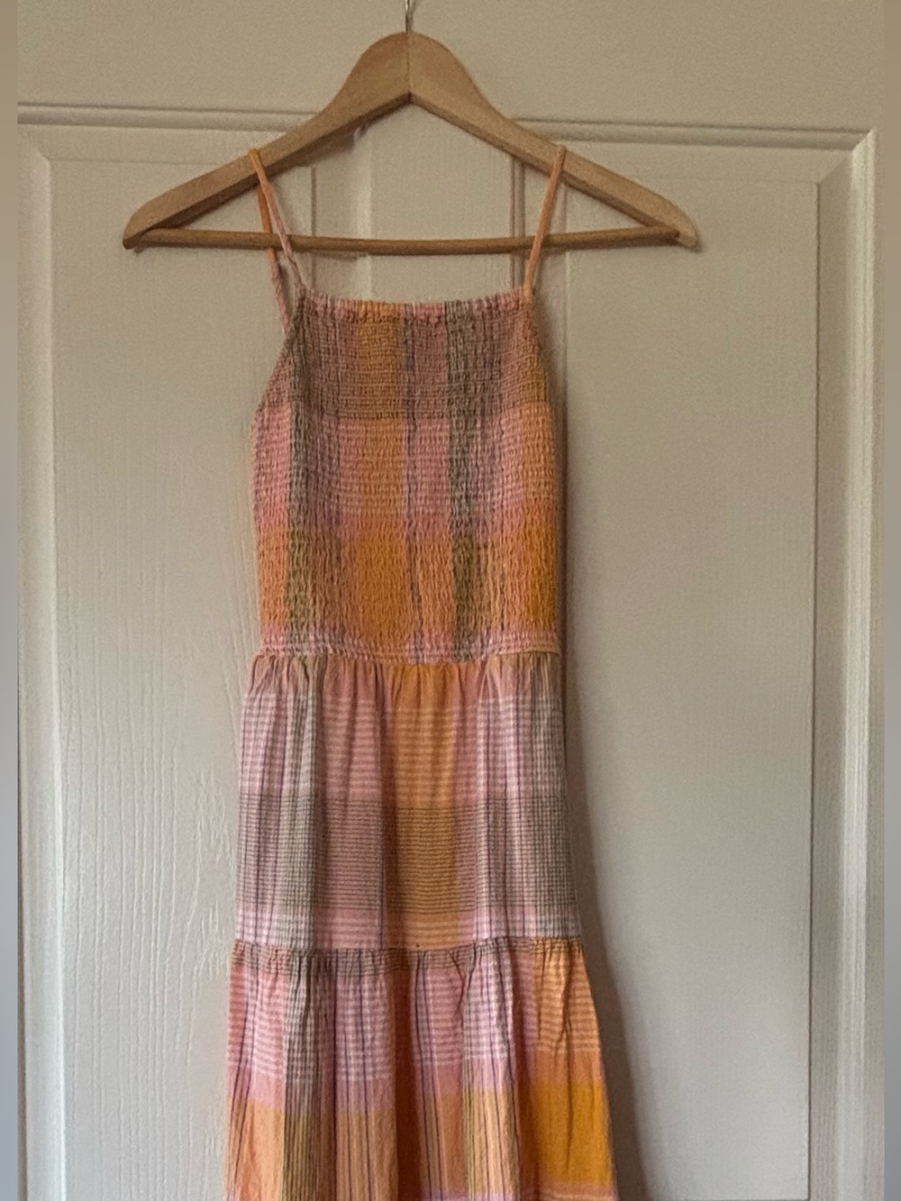 Universal Thread Pink & Mustard Smocked Tiered Maxi Dress- size XS - Picture 2 of 7